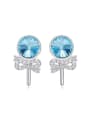 thumb Fashion Blue austrian Crystals Little Bowknot 925 Silver Stud Earrings 0