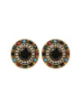 thumb Retro style Colorful Resin stones Crystals Round Earrings 0