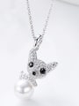 thumb Fashion Artificial Pearl austrian Crystals-covered Dog 925 Silver Pendant 4