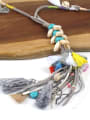 thumb Semi-precious Stones Tassel Pendant Sweater Necklace 1