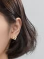 thumb 925 Sterling Silver With Gold Plated Personality Flower Stud Earrings 1