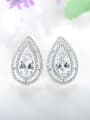 thumb 925 Sterling Silver With Platinum Plated Luxury Water Drop Stud Earrings 0