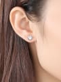 thumb 925 Sterling Silver With Rhinestone Simplistic Heart Stud Earrings 1