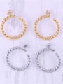 thumb Titanium With Gold Plated Simplistic Twist Round Hoop Earrings 4