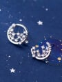 thumb 925 Sterling Silver With  Cubic Zirconia Simplistic Moon Stud Earrings 1