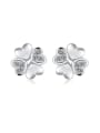 thumb 925 Sterling Silver Flower-shaped AAA Zircon stud Earring 0