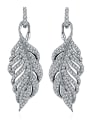 thumb Copper With 18k White Gold Plated Trendy Leaf Cluster Earrings 0