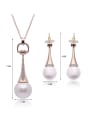 thumb 2018 Alloy Rose Gold Plated Fashion Artificial Pearl Two Pieces Jewelry Set 3
