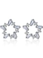 thumb 925 Sterling Silver With Platinum Plated Cute Geometric Stud Earrings 3