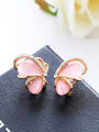 thumb Fashion Opal stones Cubic Rhinestones Butterfly Stud Earrings 0