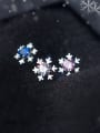thumb 925 Sterling Silver With Platinum Plated Simplistic Snowflake Stud Earrings 1