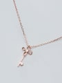 thumb 925 Sterling Silver With  Cubic Zirconia Simplistic Irregular Key Necklaces 1