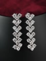 thumb Exquisite Letter V Shaped Zircon Drop Earrings 0