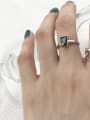 thumb 925 Sterling Silver With Platinum Plated Simplistic Square Solitaire Rings 1