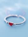 thumb 925 Sterling Silver With Platinum Plated Simplistic Heart Free Size Rings 3