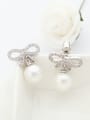 thumb Copper With Platinum Plated Simplistic Bowknot Stud Earrings 2