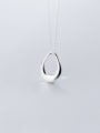 thumb 925 Sterling Silver With Platinum Plated Simplistic Hollow Oval Necklaces 0
