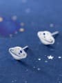 thumb 925 Sterling Silver With Platinum Plated Simplistic Spaceship Stud Earrings 3