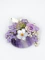thumb Elegant Purple Gemstone Flowers Women Brooch 0