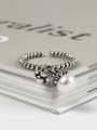 thumb Retro style White Freshwater Pearl Black Twisted Band Opening Ring 2