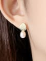 thumb 925 Sterling Silver With Artificial Pearl  Simplistic Geometric Drop Earrings 1