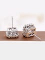 thumb Simple Square Zircon Platinum Plated Copper Stud Earrings 2