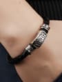 thumb Punk style Titanium Black Woven PU Men Bracelet 1