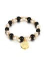 thumb Elegant Gold Plated Tag Artificial Pearl Bracelet 0
