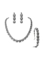 thumb Vintage style Grey Crystals Antique Silver Plated Alloy Three Pieces Jewelry Set 0