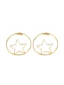 thumb Temperament Hollow Star Shaped Gold Plated Drop Earrings 0