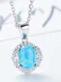 thumb Fashion Oval Opal stone Cubic Zirconias 925 Silver Pendant 2