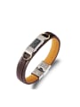 thumb Fashion Brown Artifical Leather Titanium Men Bracelet 2