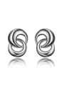 thumb Simple Tiny Double Combined Circles 925 Sterling Silver Stud Earrings 0