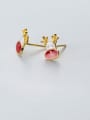 thumb 925 Sterling Silver With Gold Plated Cute Asymmetrical Elk  Stud Earrings 1