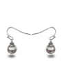 thumb All-match Black Platinum Plated Artificial Pearl Drop Earrings 0