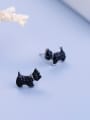 thumb Tiny Cubic Zirconias-covered Puppy 925 Silver Stud Earrings 1