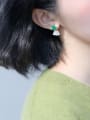 thumb Tiny Green Star Clear Rhinestones 925 Silver Stud Earrings 1