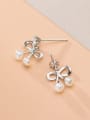 thumb 925 Sterling Silver With Platinum Plated Cute Bowknot Stud Earrings 0