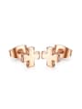 thumb Elegant Rose Gold Plated Cross Shaped Titanium Stud Earrings 0