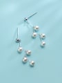 thumb All-match Geometric Shaped S925 Silver Artificial Pearl Drop Earrings 0