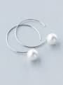thumb S925 silver sweet shell pearls round hook hoop earring 0