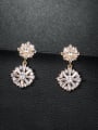 thumb Copper With Platinum Plated Simplistic Flower Drop Earrings 1