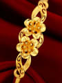 thumb Copper Alloy 24K Gold Plated Retro Flower Bangle 2