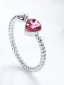 thumb Fashion Little Heart austrian Crystal 925 Silver Opening Ring 2