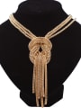 thumb Exaggerated Knotted Tassels Gold Plated Alloy Necklace 0