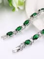 thumb Exquisite Green Oval Shaped AAA Zircon High Polished Bracelet 1