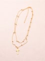 thumb Titanium With Gold Plated Vintage Cross Multi Strand Necklaces 0