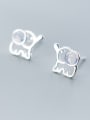 thumb 925 Sterling Silver With Platinum Plated Cute Animal Elephant Stud Earrings 1