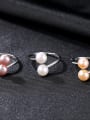 thumb Sterling Silver 6-7mm natural freshwater pearl free size ring 2