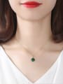 thumb Sterling Silver Plated 18K-gold Round Malachite Necklace 1